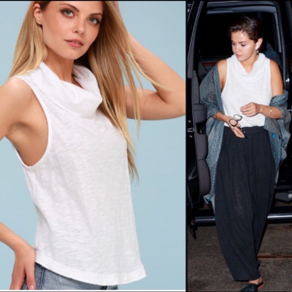 Free People White Cowl Neck Tank